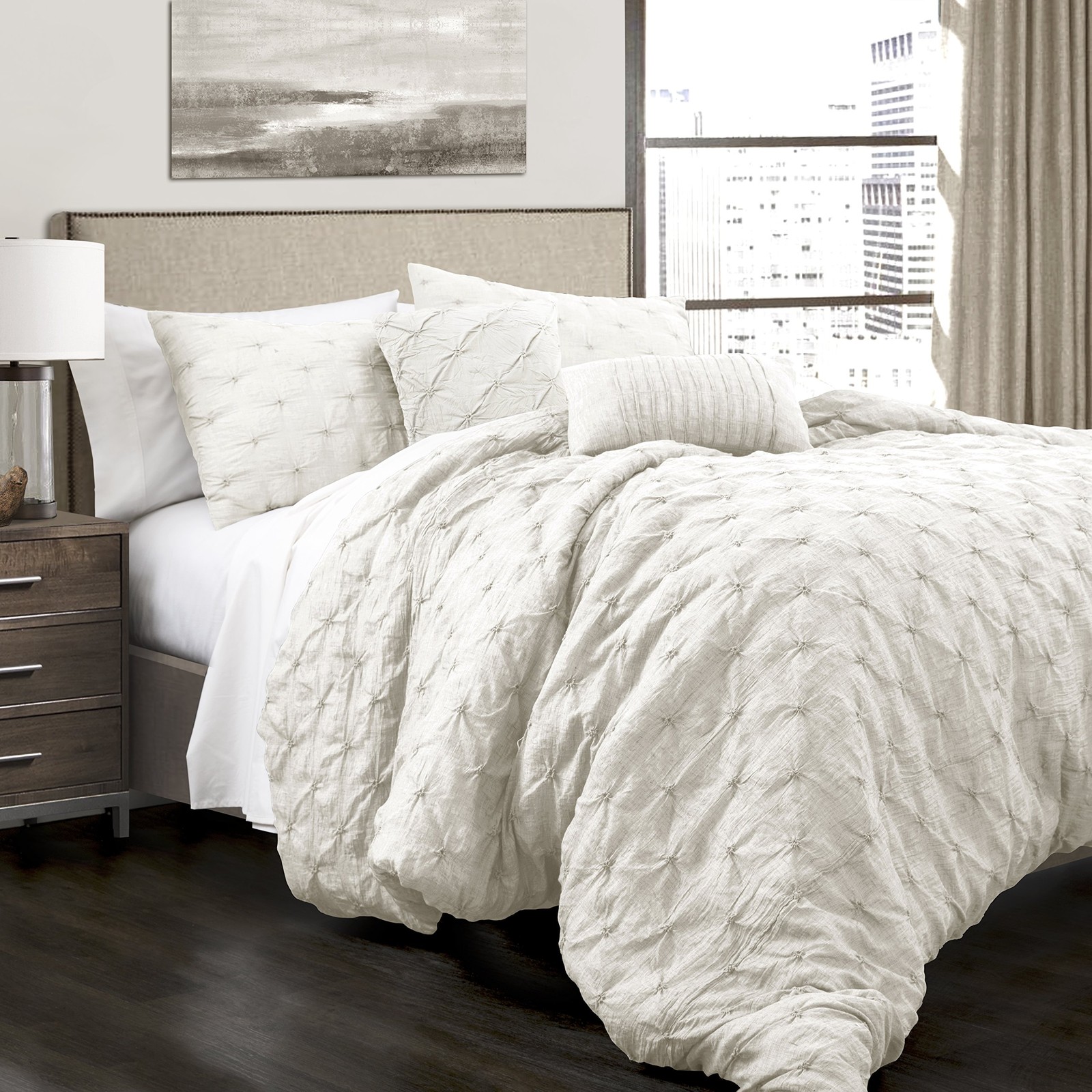 LUSH DECOR RAVELLO PINTUCK COMFORTER SET, KING 16T001144 - W