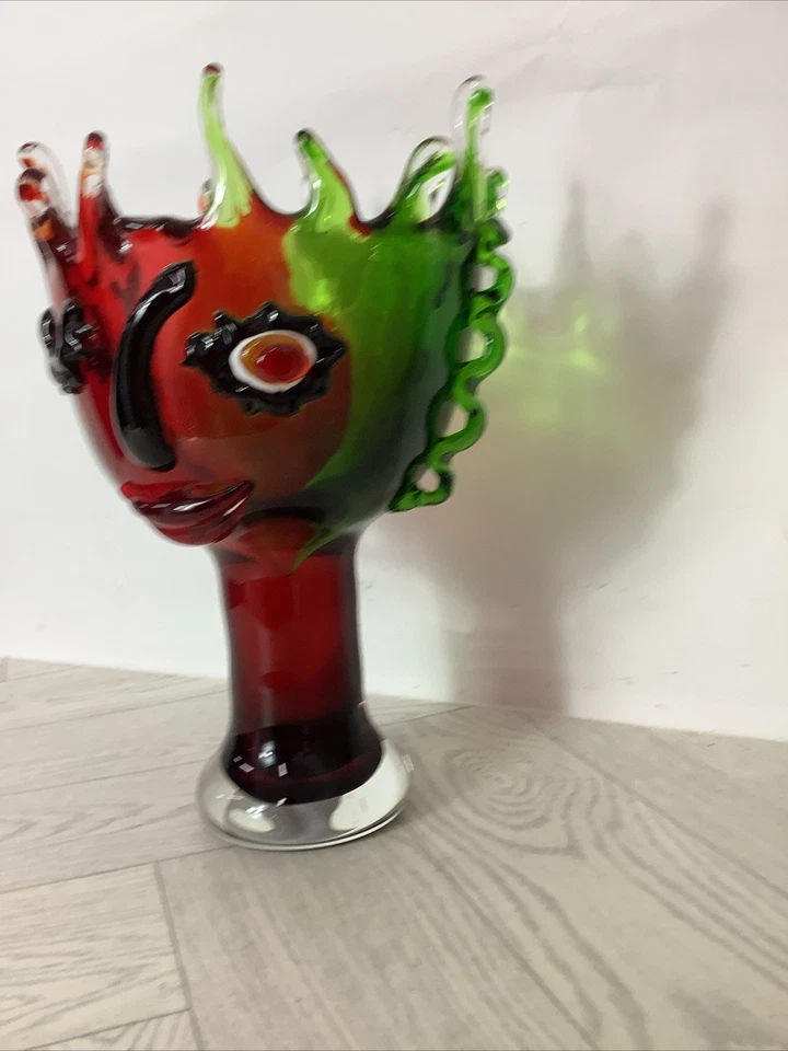 Huge 30cm Art Glass Picasso Tribute Grotesque Abstract Glass Vase @chu#H - Image 3 of 4