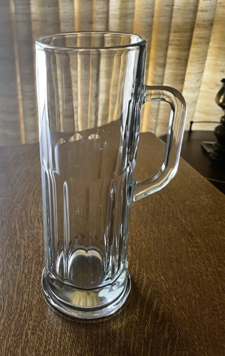 Gently Used Vintage Clear Glass Drinking Mug with Handle 9" H - Picture 1 of 4