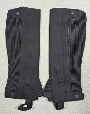 Black Amara Half Chaps Large Unisex Equestrian English Riding Zip-Up Horseback