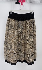 Y2K Boho Paisley Floral Midi Skirt Crochet Waistband Prairie Cottagecore S
