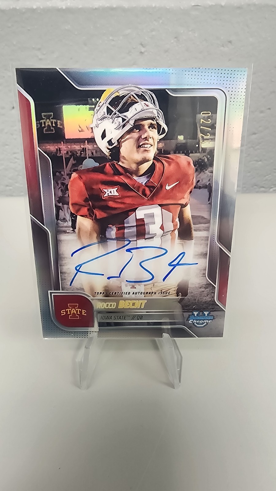 2025 Bowman Chrome U Rocco Becht Image Variation Auto 02/25 Iowa State SP