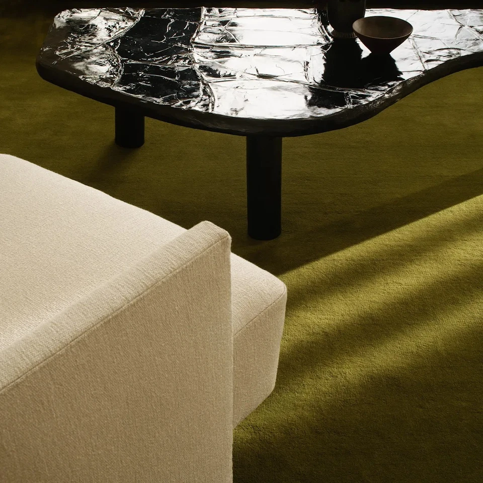 Hand-Tufted Wool & Viscose Rug Green Modern Living Room Carpet Custom Size - Image 3 of 4