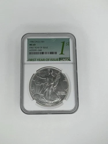1986 NGC Certified MS69 MS 69 US Silver American Eagle 999 First Year Of Issue