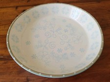 DII Ceramic Pie Pan - 10 Inch Round Baking Dish Dinner Powder Blue Floral 