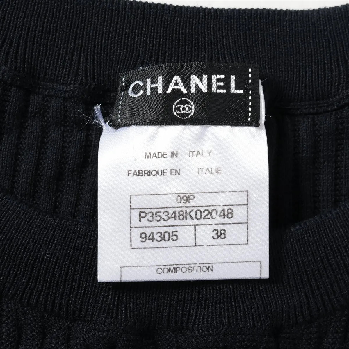 Chanel Coco Mark 09P Cotton Knit dress 38 Ladies' Navy Blue  P35348K02048 thumbnail 5