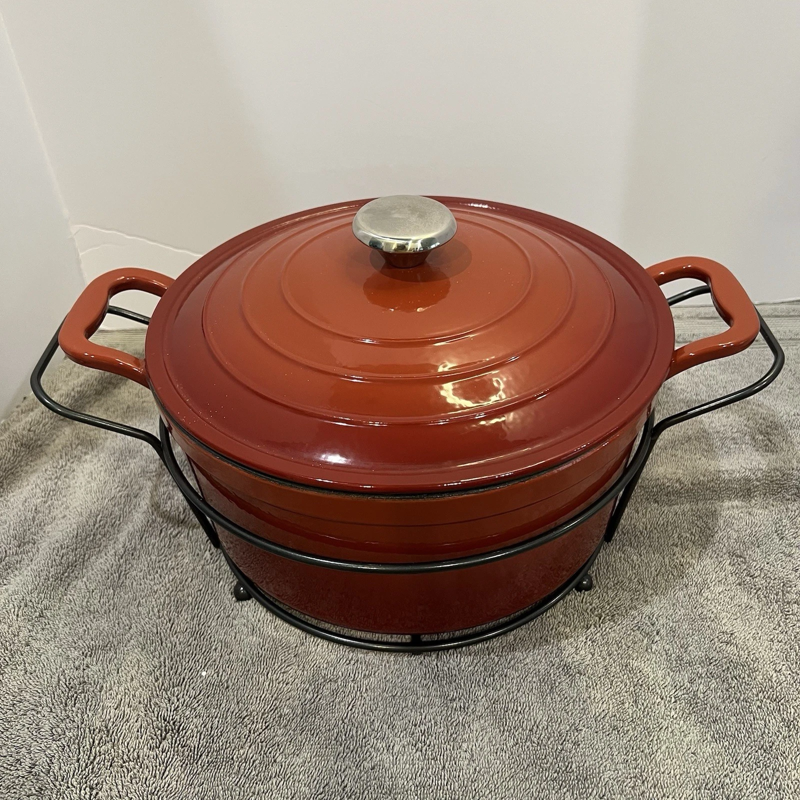 Cooks Essentials Companion Cookware Red 3 Pieces Cast Iron Enamel Dutch Oven NIP