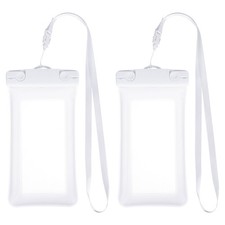 2pcs Waterproof Phone Pouch, Underwater Dry Bag Phone Case for Beach, White