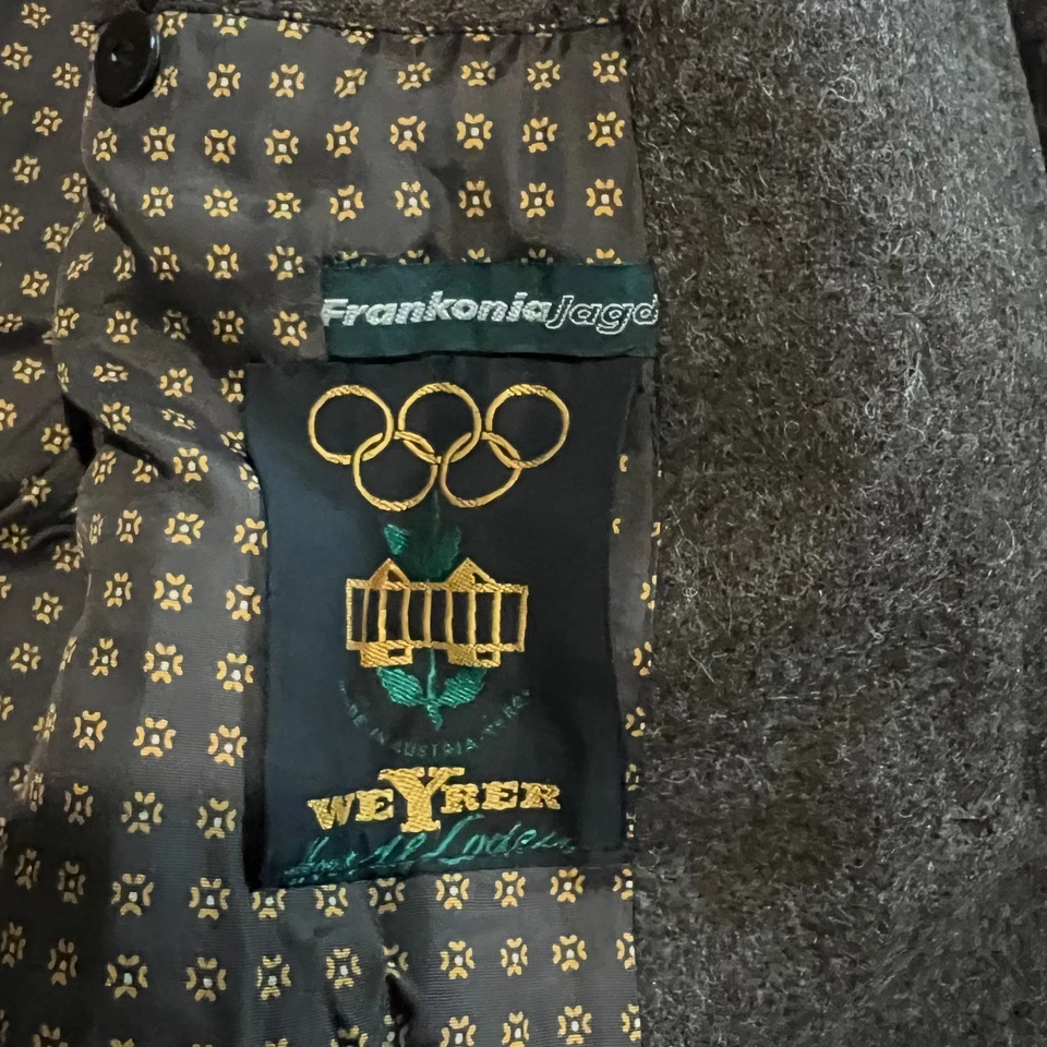 Vintage Frankonia Jagd Weyrer Austrian Wool Loden Coat Brown Lodenmantel 42 - Bild 3 von 4