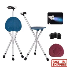 Folding Cane Seat Combo 400 lbs Capacity Portable Canes Stool Handy Folding New