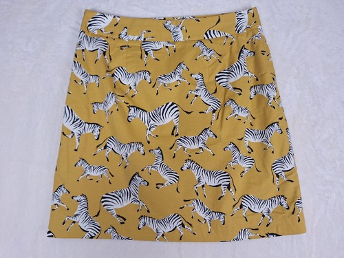 Ann Taylor Skirt Womens 10 Yellow Africa Safai Zebra Print Mini A-Line Lined Zip - Picture 7 of 10