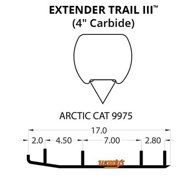 Woody's Extender III 4.0'' Carbide Runners Arctic Cat Bearcat 660 WT Turbo (2006)