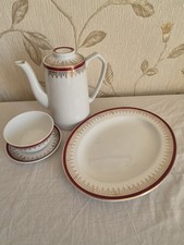 1940s Alfred Meakin Glo-White Royalty Coffee Pot Sugar Bowl Saucer Platter Set
