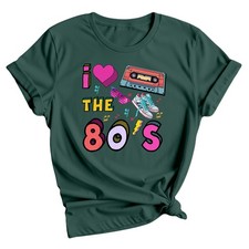 Ladies Women Top Women I Love The 80s T-Shirt Fancy Dress Star Fancy Party Tee