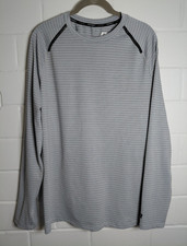 Russell Dri-Power 360 Men's L Gray Striped Long Sleeve Crew Neck Tee