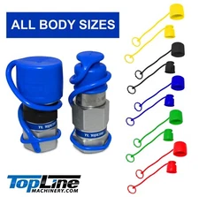 Dust Caps for Flat Face Hydraulic Coupler Red,Green,Yellow,Gray.. Choose size