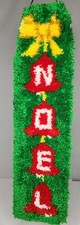 Vtg Hand-Made 36" Latch Hook Yarn Christmas NOEL Bells Wall/Door Decor Red Retro