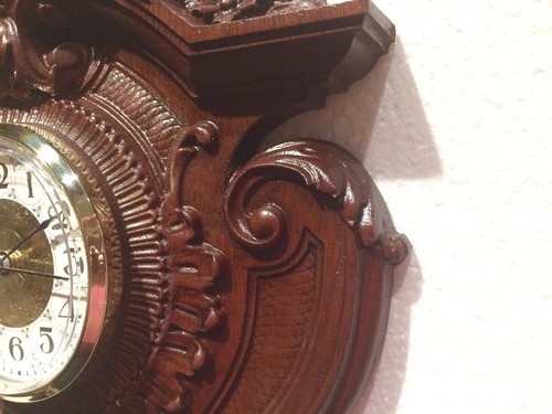 Hand Carved Wall Clock Face 13-3/4" x 9-1/4" x 1-1/2"Thick With CLOCK FIT UP - 第 8/8 張圖片