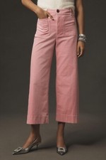 NWT Anthropologie Light Pink The Colette Cropped Wide-Leg Corduroy Pants
