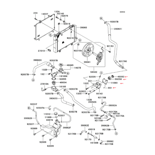 Water Pump Impeller For Kawasaki Brute Force Teryx 650 750 Prairie 650