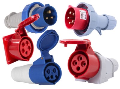 CEE Steckdose Kupplung Stecker Einbausteckdose Wandstecker Phasenwender 16A 32A