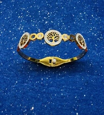 Gold Tone Tree of Life Bangle Bracelet
