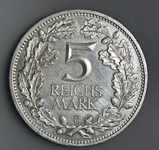 Germany - Weimar Republic 5 Reichsmark 1925 F        KM# 47     aUNC
