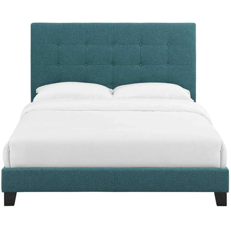 Hawthorne Collections Modern Button Tufted Fabric Twin Platform Bed in Green - Изображение 3 из 4