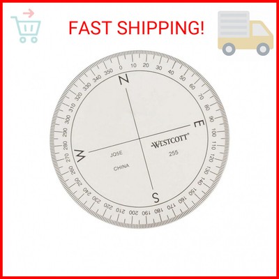 Protractor Compass for Drawing and Drafting, Clear, 3.5 in