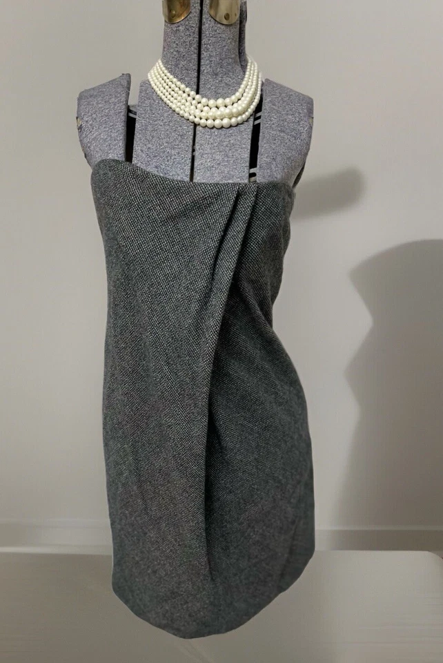 Vestido Max Mara tamanho 10 lã cashmere plissado mini bainha feita na Itália bolsos - Imagem 4 de 4