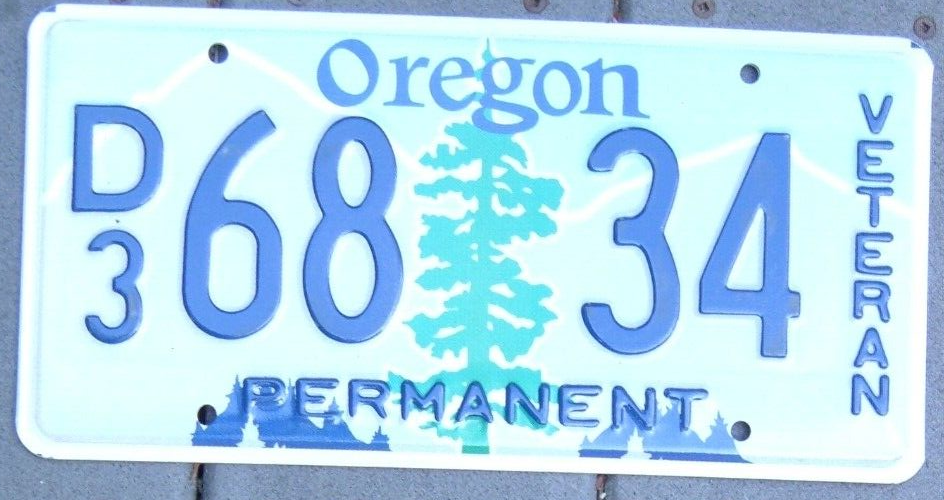 OREGON VETERAN UNUSED license plate D3 68 34 eBay