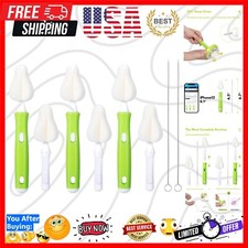Green 8-Piece Baby Bottle Brushes with Interchangeable Heads  Straw Cleaners