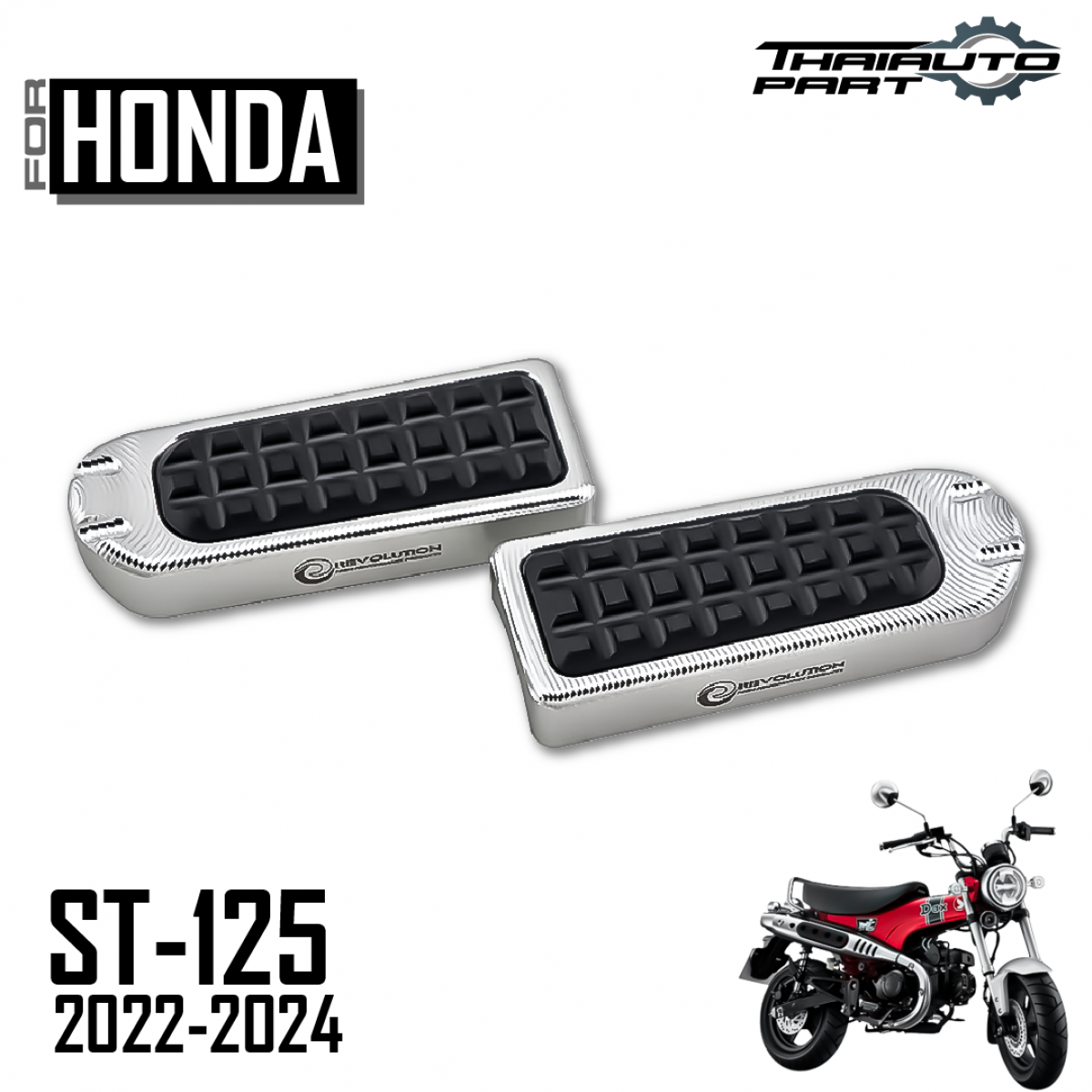 Fit HONDA FIT ST125 DAX125 22-24 White Pair Front Foot Pegs Rest