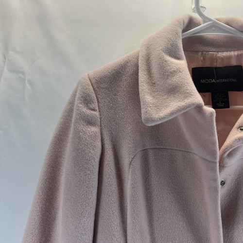 Moda International Pink Wool Blend Button Down Collared Peacoat Womens Size 6 - Picture 8 of 20