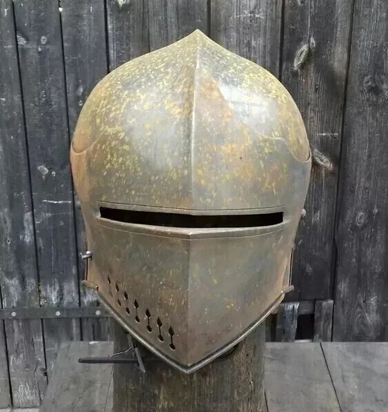 Mittelalterlicher Ritterhelm Deutscher Schallerhelm Stahl Alter Rost Antike Helm - Bild 3 von 4