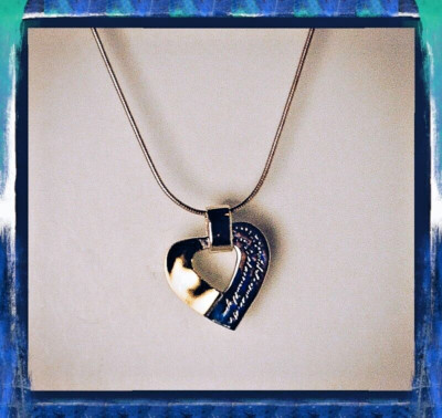 BB Becker 14K Gold & Silver Quote Pendant Necklace ''BEAUTIFUL VIEW'' 864-Q163 NOS