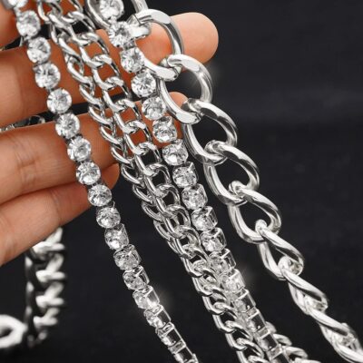 3638 Multilayer Chain Belt For Women Rhinestone Belts Punk Waist Amazon.com: COSYDAYS Silver Rhinestone Chain Belts Rave  main image 4