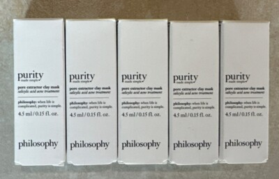 5x Philosophy Purity Pore Extractor Clay Mask 0.15oz/4.5 ml (each) Travel Size