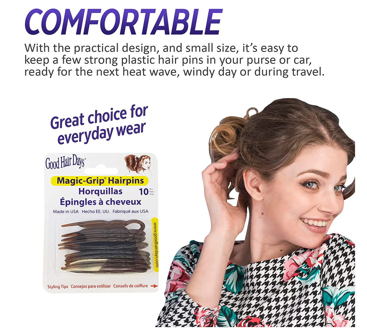2 1/2 Shell Magic-Grip® Hairpins -Bulk
