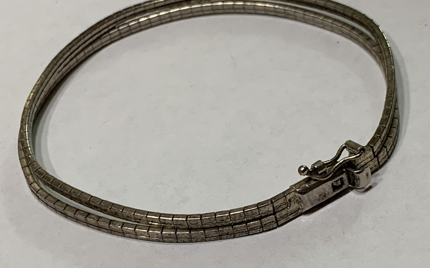 sterling silver double strand flat serpentine bra… - image 1