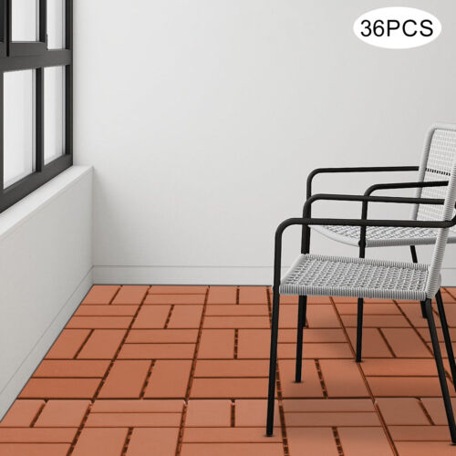 12"x12" Plastic Interlocking Deck Tiles, 36PCS Outdoor Patio Floor Brown - Picture 20 of 24