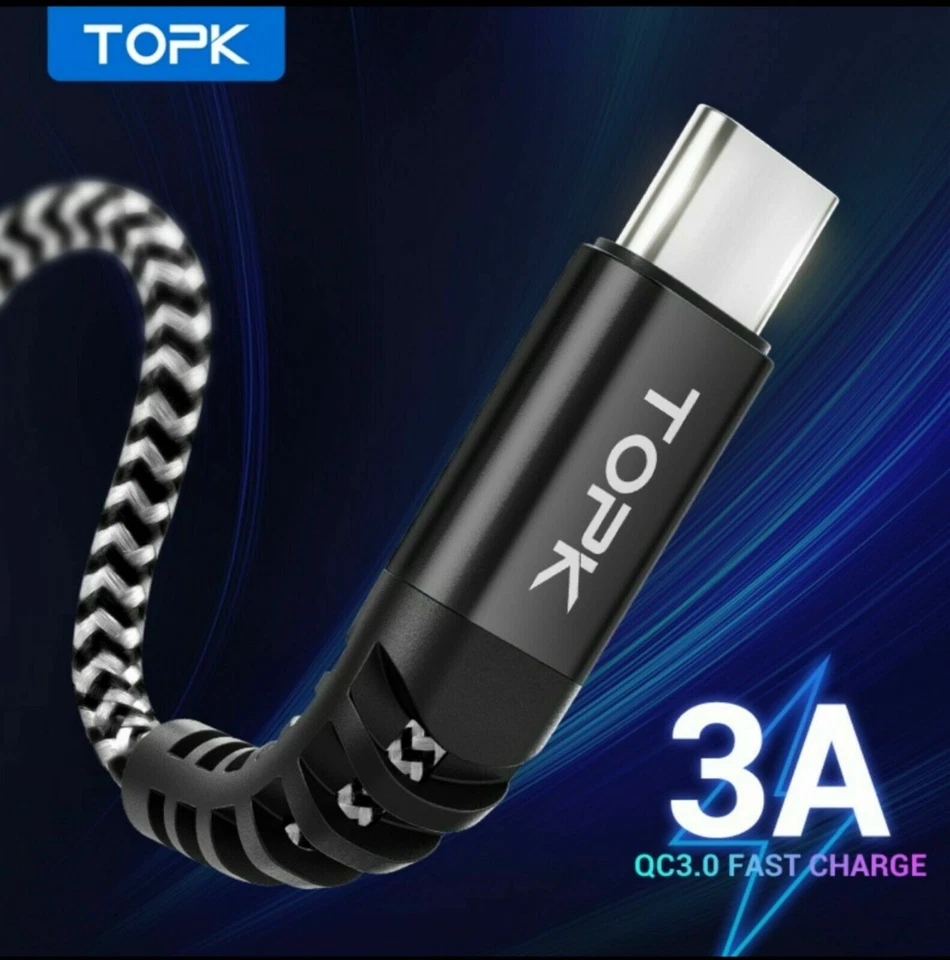 Cable USB de carga rápida USB a tipo C 3A para Samsung Galaxy, Huawei, One Plus, Cubot Foto 2 de 4