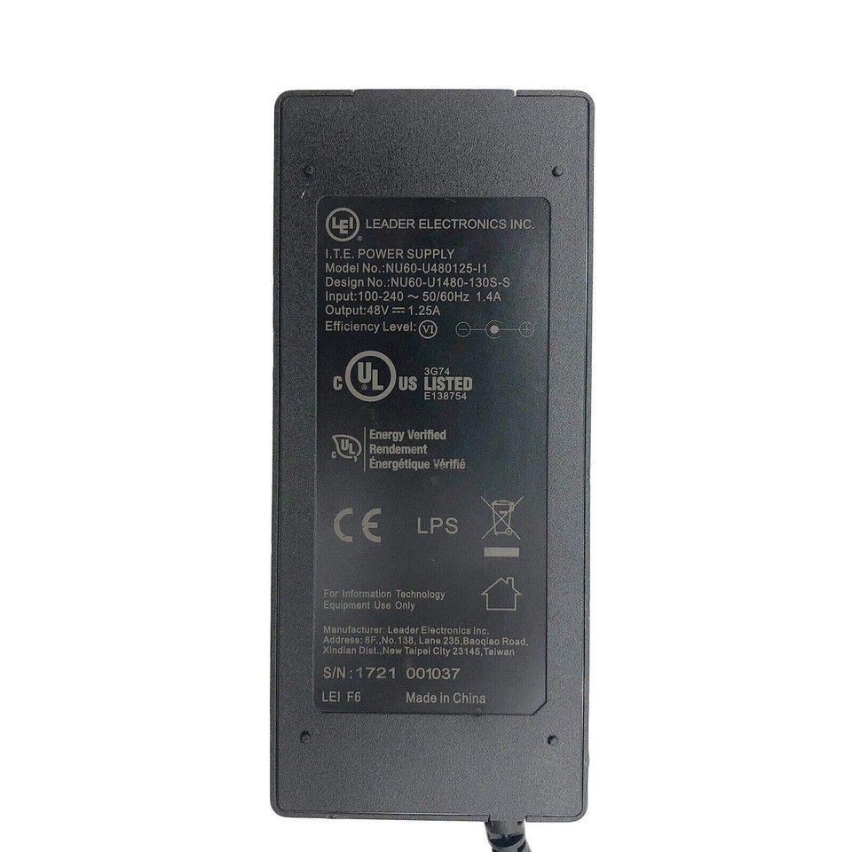 Original LEI 48V 1.25A AC Adapter for Ubiquiti Networks UniFi Switch 8 ...