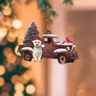 Maltese dog Christmas Ornament, love Dog in red truck tree Christmas Ornament