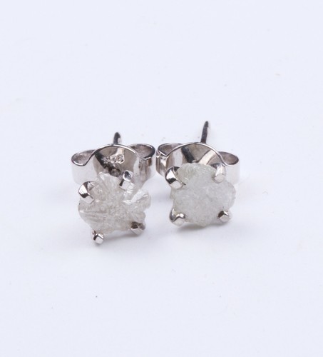 Pendientes de diamantes sin cortar de oro de 14 quilates con tachuelas de dia... - Imagen 9 de 9