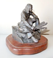 Bud Boller 5" Bronze Statue Native American Warrior "My Horses Were Many" Ltd Ed