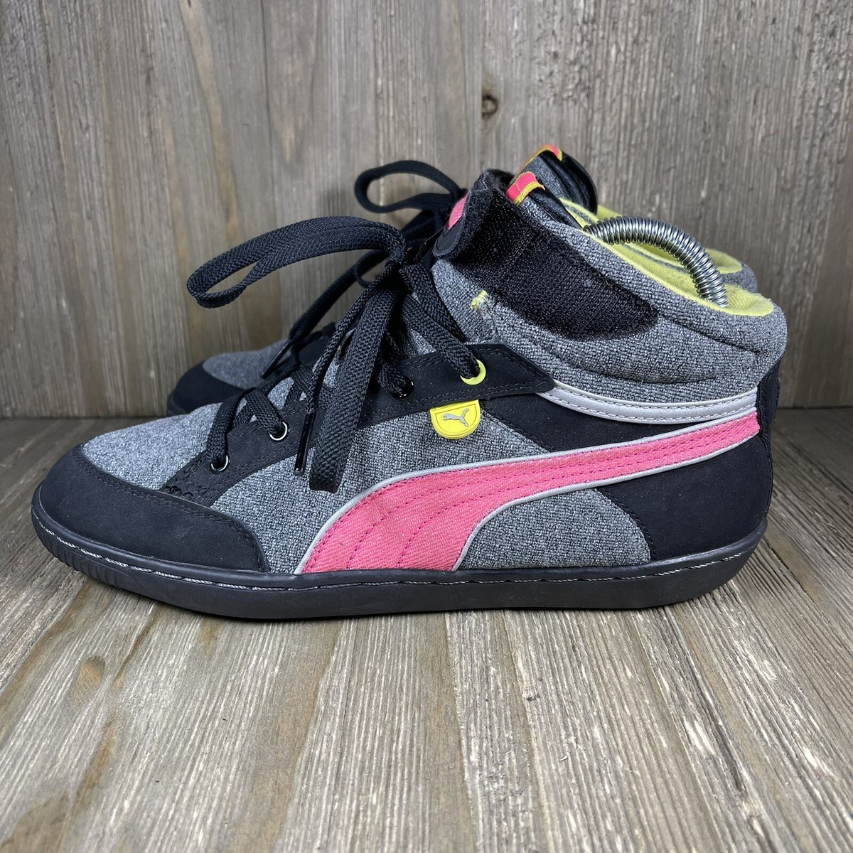 Puma First Round shoes women size High Top Gray Black Pink