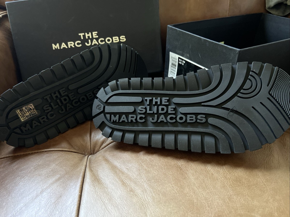 NEW Marc Jacobs Slides The Slide Sandals Logo Slip On Shoes Womens