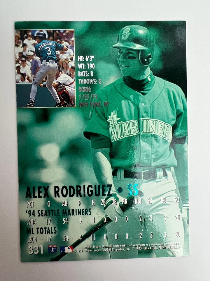 Alex Rodriguez RC 1995 Fleer Ultra #331 Seattle Marines NewYork Yankees Rookie - Image 2 of 4