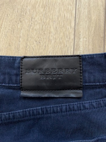 Mens Burberry Brit Corduroy Chino Pants Trousers Navy Blue Size W35 L34 - Picture 17 of 18